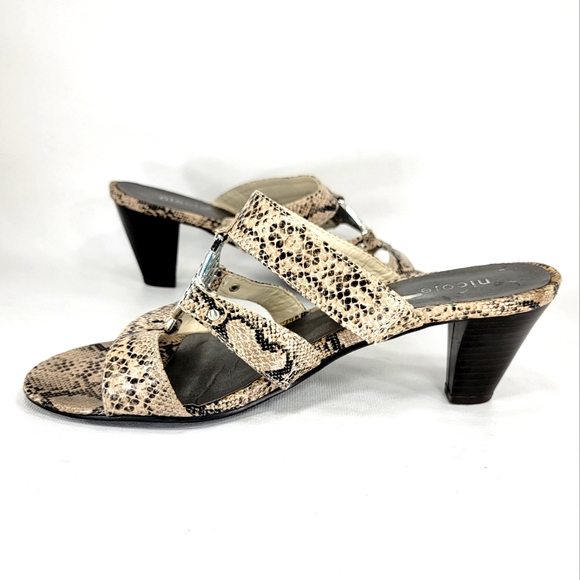 Nicole Olympia Snake Print, Strappy, Open Toe Heeled Sandal. Women's 7M - Picture 3 of 14